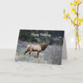 ハッピーバースデー、ブルエルクブリング カード (黄色い花)