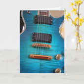 ハッピーバースデー – ブルーギター体 カード (黄色い花)