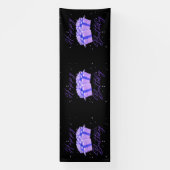 ハッピーバースデー プリティパープル 4x12 ビニール バナー 横断幕 (縦)