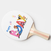 ハッピーバースデー-ベビーベアパーティーお祝いおもしろい 卓球ラケット (横)