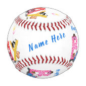 ハッピーバースデー-ベビーベアパーティーお祝いおもしろい 野球ボール (裏面)