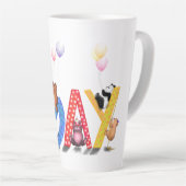 ハッピーバースデー-ベビーベアパーティーお祝い カフェラテマグ (右アングル)