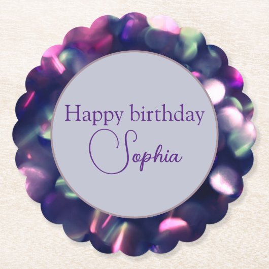 "ハッピーバースデー"ベリースパークル紙コースター ペーパーコースター (正面)