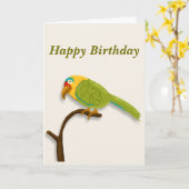 ハッピーバースデー、ペッカラフルト・パロット カード (黄色い花)