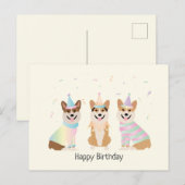 ハッピーバースデー ペンブローク・ウェルシュ・コーギー 犬 ポストカード (正面/裏面)