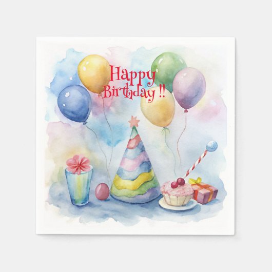 ハッピーバースデー!!ペーパー スタンダードカクテルナプキン (正面)