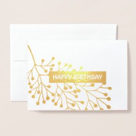 ハッピーバースデー。ボタニカルピンクピーチウォーター色 箔カード