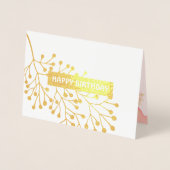 ハッピーバースデー。ボタニカルピンクピーチウォーター色 箔カード (正面)