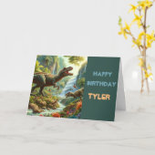 ハッピーバースデー ボーイズ 恐竜たちよ カード (黄色い花)