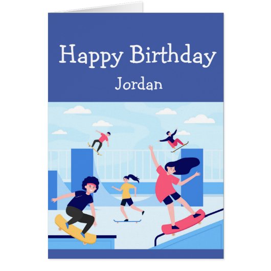 ハッピーバースデー・ボーイ・ガールがスケートボードが好き (正面)