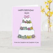 ハッピーバースデー・ママの娘と娘 カード (黄色い花)