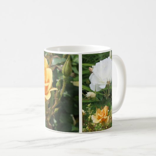 ハッピーバースデー、ママママグと黄色+白バラ コーヒーマグカップ (正面右)