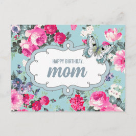 ハッピーバースデー、ママ。花と蝶 ポストカード