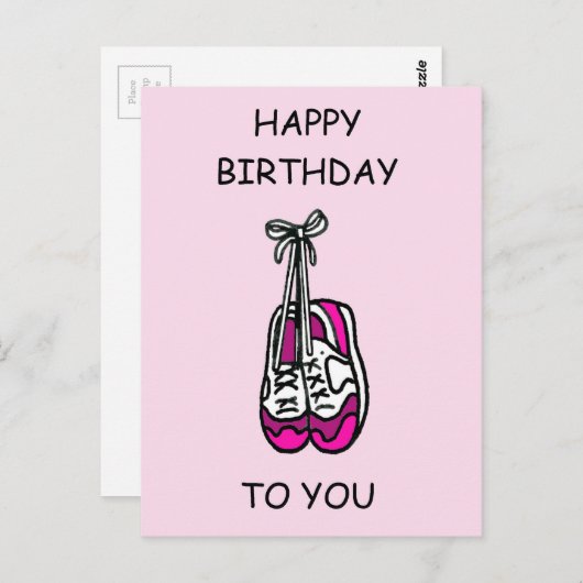 ハッピーバースデー、メスのランナーのためのピンクのトレーナー ポストカード (正面/裏面)
