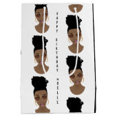 ハッピーバースデー、メッシーブンブラック&ホワイト ミディアムペーパーバッグ (裏面)