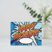 ハッピーバースデー メッセージ スピーチ バブル ファン ポストカード (スタンド正面)