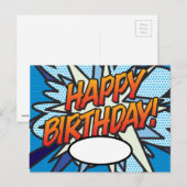 ハッピーバースデー メッセージ スピーチ バブル ファン ポストカード (正面/裏面)