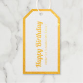 ハッピーバースデー |モダンとシンプル家族の写真 ギフトタグ (正面)