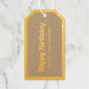 ハッピーバースデー  モダンとシンプル家族の写真 ギフトタグ