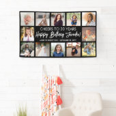 ハッピーバースデー モダン フォト コラージュ ブラック＆ホワイト 横断幕 (インサイチュ)
