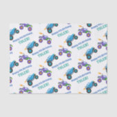 ハッピーバースデー、モンスタートラック、DIY名/年齢ホワイト 薄葉紙 (正面)