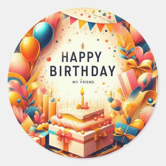 ハッピーバースデー ラウンドシール (正面)