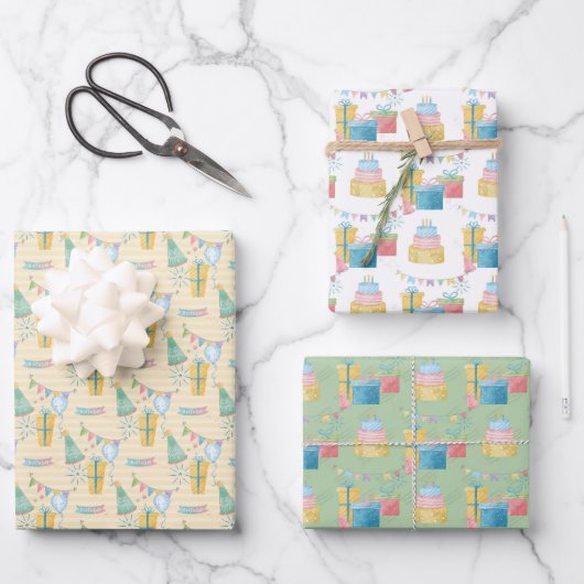 ハッピーバースデー ラッピングペーパーシート (正面)