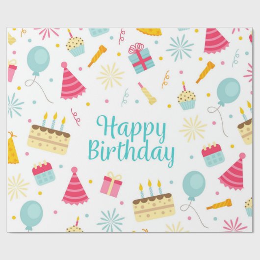 ハッピーバースデー ラッピングペーパー (フラット)
