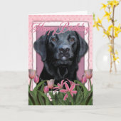 ハッピーバースデー-ラブラドール – 黒 – ゲージ カード (黄色い花)