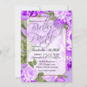 ハッピーバースデー-ラベンダーパープルフローラデザイン 招待状 (正面)
