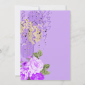 ハッピーバースデー-ラベンダーパープルフローラデザイン 招待状 (裏面)