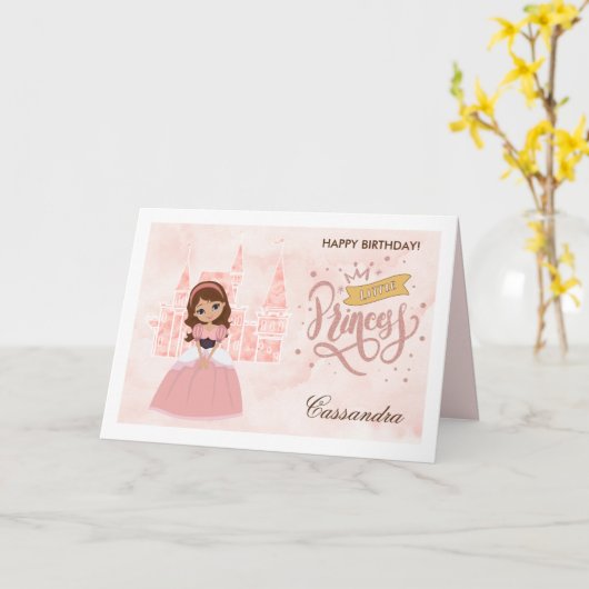 ハッピーバースデー、リトルプリンセス。名前をカスタムするカード カード (黄色い花)