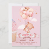 「ハッピーバースデー、リトル・ワン!」 テディ、バルーン今日 招待状 (正面)