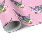 ハッピーバースデー!リボン漫画とハミングバード ラッピングペーパー (ロールコーナー)