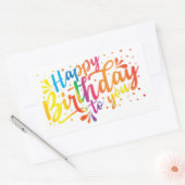 ハッピーバースデー – レインボーカラー誕生日レクタングル 長方形シール (封筒)