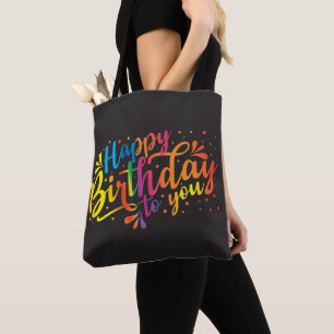 ハッピーバースデー – レインボーカラー誕生日 トートバッグ