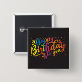 ハッピーバースデー – レインボーカラー誕生日 缶バッジ (正面&裏面)