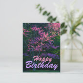 ハッピーバースデー – レッドブドフラワーツリー ポストカード (スタンド正面)