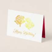 ハッピーバースデー。レッドローズラグジュアリーフォイルプレスカード 箔カード (正面)
