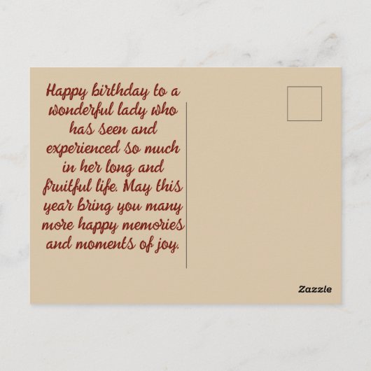 ハッピーバースデー レディー グランジ フラワーズ 20 ポストカード (裏面)