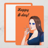 ハッピーバースデー レトロパーティーの女性向け招待状 招待状 (正面/裏面)