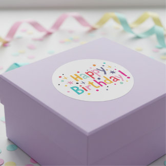 ハッピーバースデー(レトロ) ラウンドシール