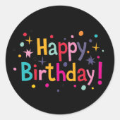 ハッピーバースデー(レトロ) ラウンドシール (正面)