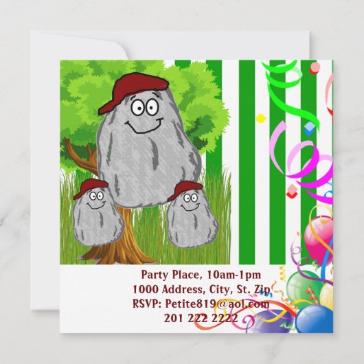 ハッピーバースデー ロック ポテトカード 誕生日 招待風船 招待状 (裏面)