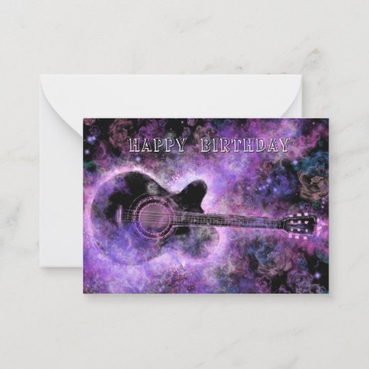 ハッピーバースデー – ロマンチックギターミュージック – 魔法 ノートカード (裏面)