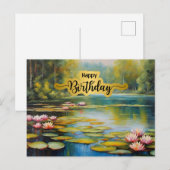 ハッピーバースデー　ワイルドリリーの池　森　自然 ポストカード (正面/裏面)