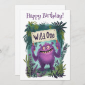 ハッピーバースデー、ワイルドワン サンキューカード (正面/裏面)