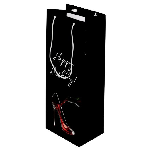 ハッピーバースデー – ワインと一緒にスチレット ワインギフトバッグ (正面アングル)