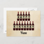 ハッピーバースデー ワインボトル オーダーメイド ポストカード (正面/裏面)