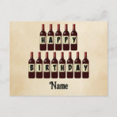 ハッピーバースデー ワインボトル オーダーメイド ポストカード (正面)